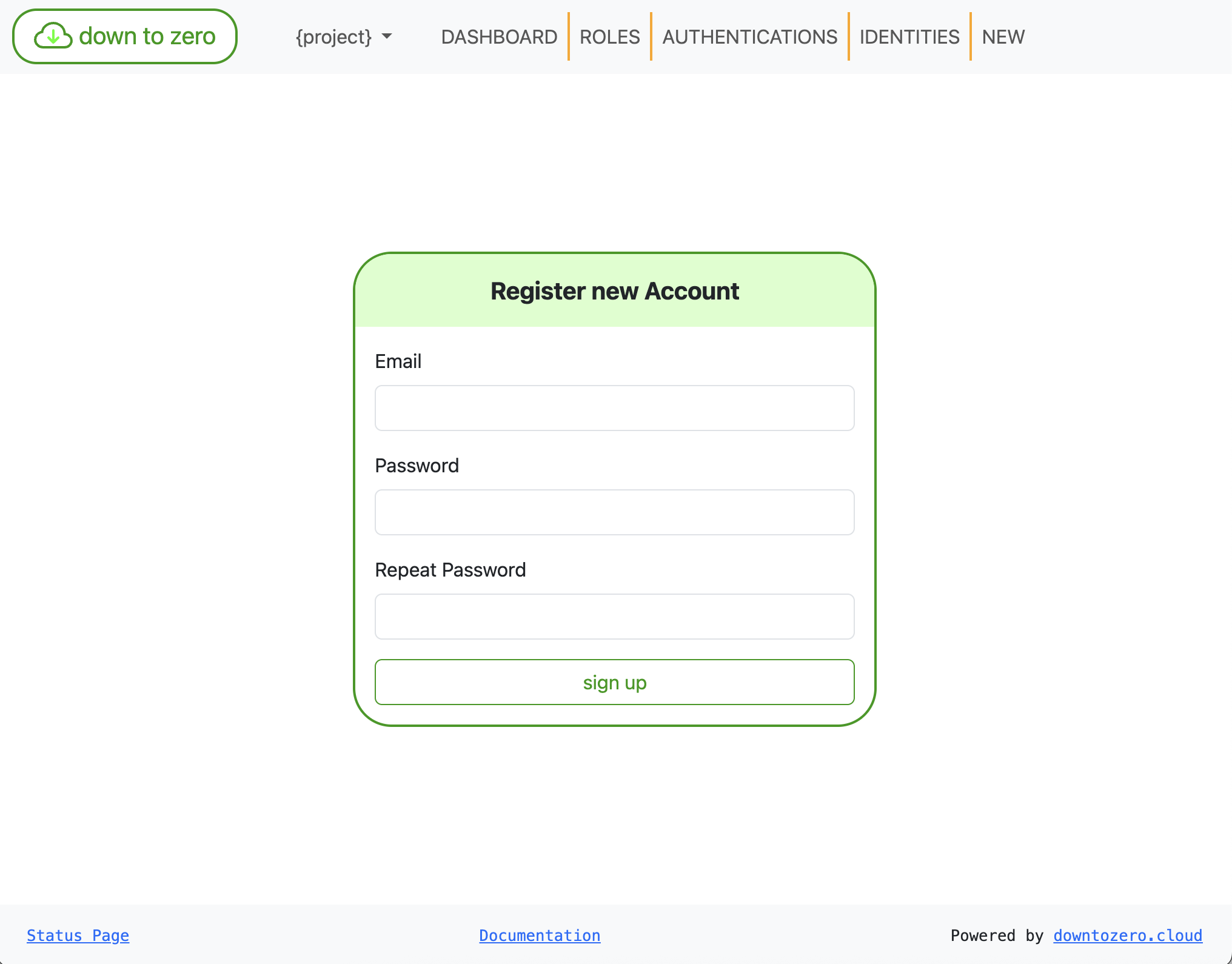 Sign up form