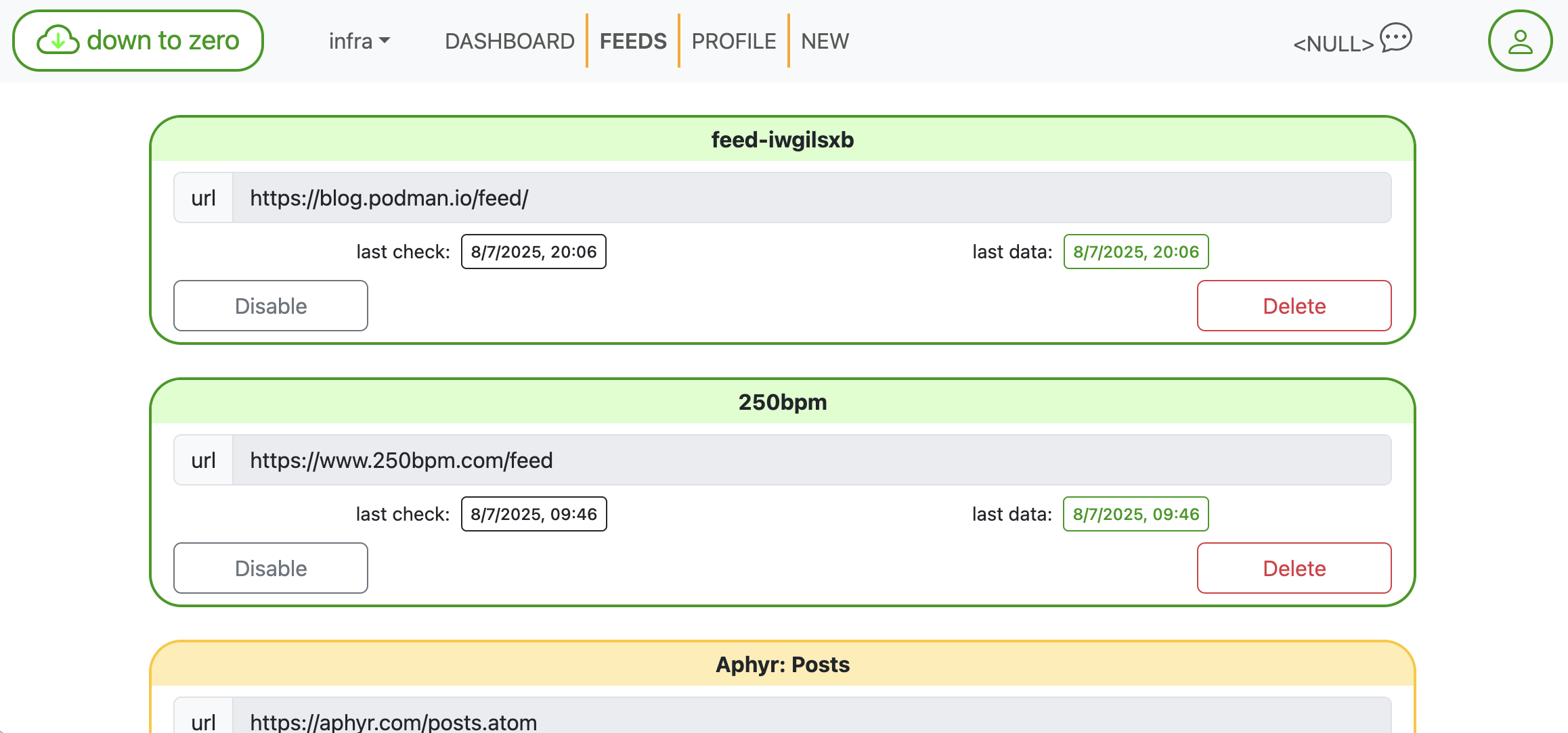 Liste des flux avec commandes par flux