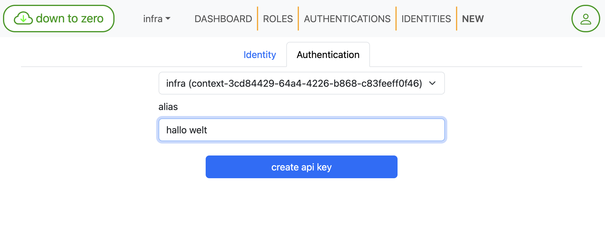 New Api Key Page